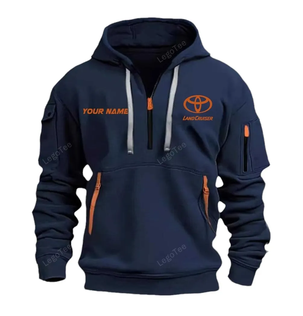 Commuter Car Hoodie Half Zipper, Classic Sport Half-Zip Hoodie CAR042 -Navy - Image 2