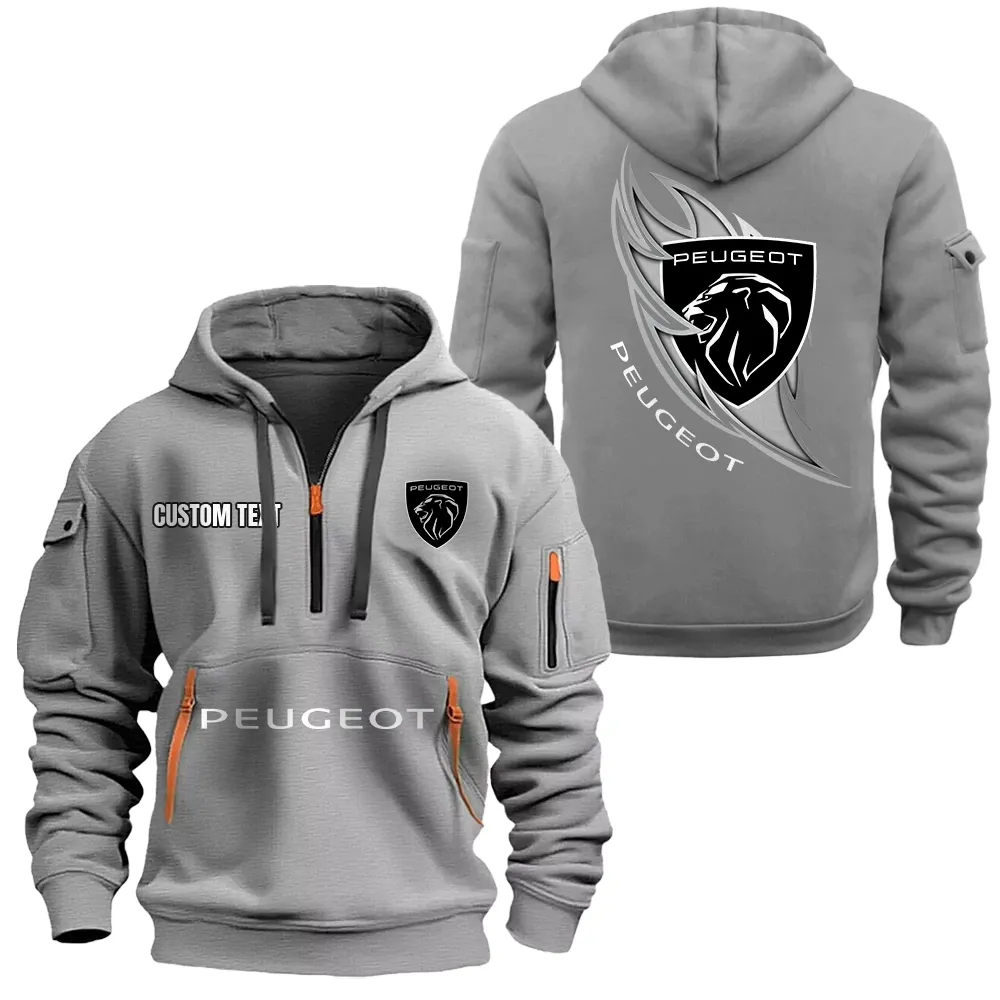 Commuter Vehicle Hoodie Half Zipper, All-Season Fan Half-Zip Hoodie CAR170 - Gray - Image 2