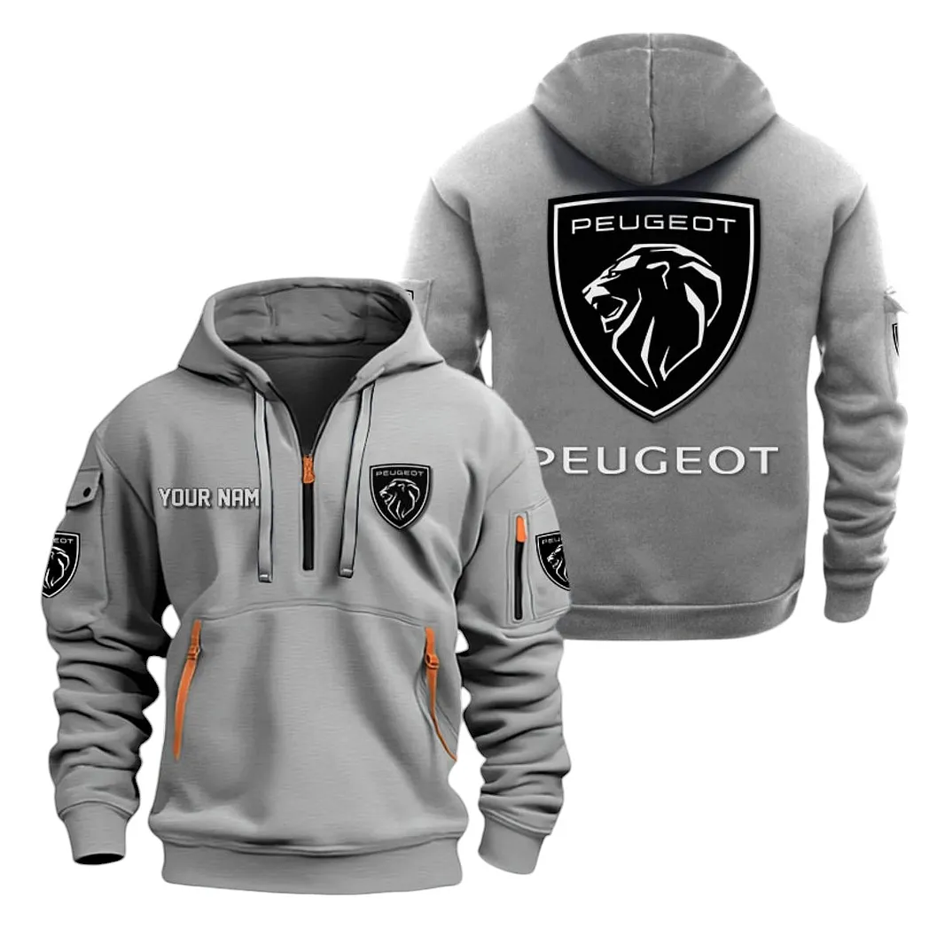 Commuter Vehicle Hoodie Half Zipper, Warm Up Hoodie CAR200 - Gray - Image 2