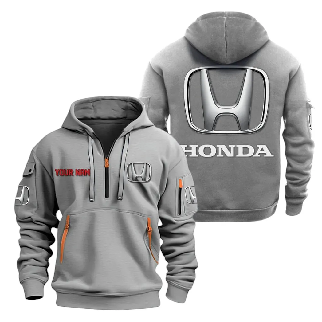 Compact Car Hoodie Half Zipper, Everyday Fan Hoodie CAR200 - Gray - Image 2