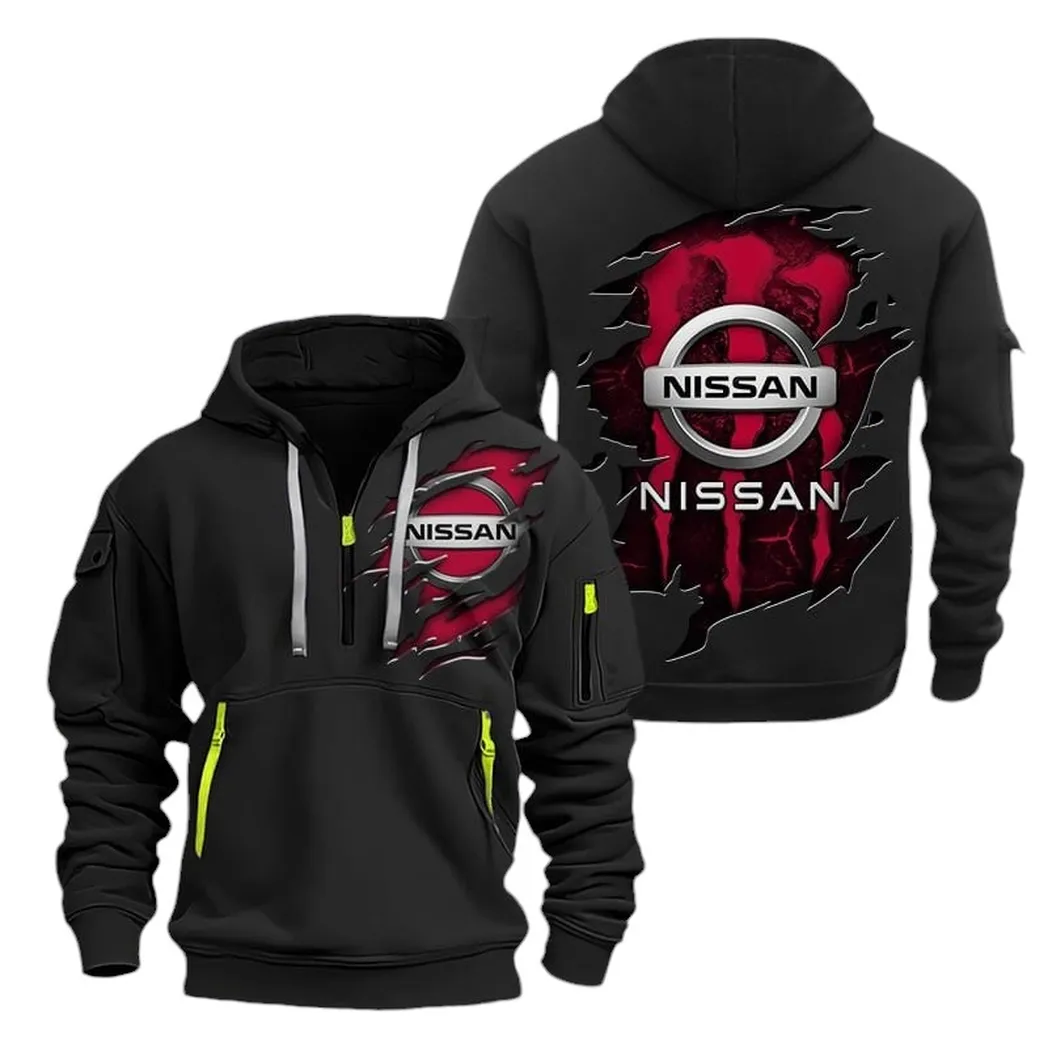 Compact Car Hoodie Half Zipper, Warm Up Hoodie CAR021 -Black - Image 2