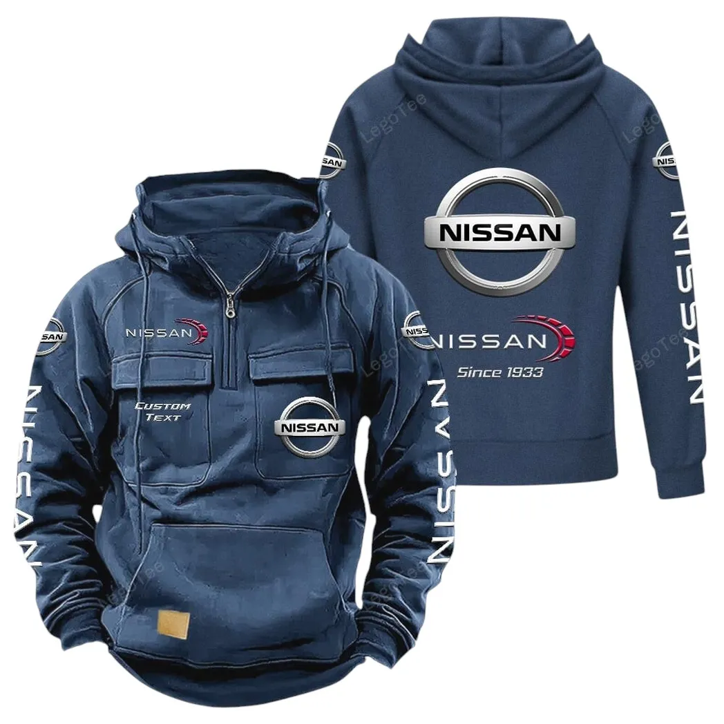 Compact Car Tactical Quarter Zip Hoodie, Exclusive Logo Hoodie For Car Enthusiasts CAR960 - Dark Blue - Image 2