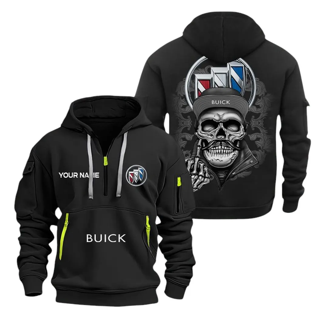 Compact SUV Hoodie Half Zipper, Supporter Style Half-Zip Hoodie CAR166 - Black - Image 2