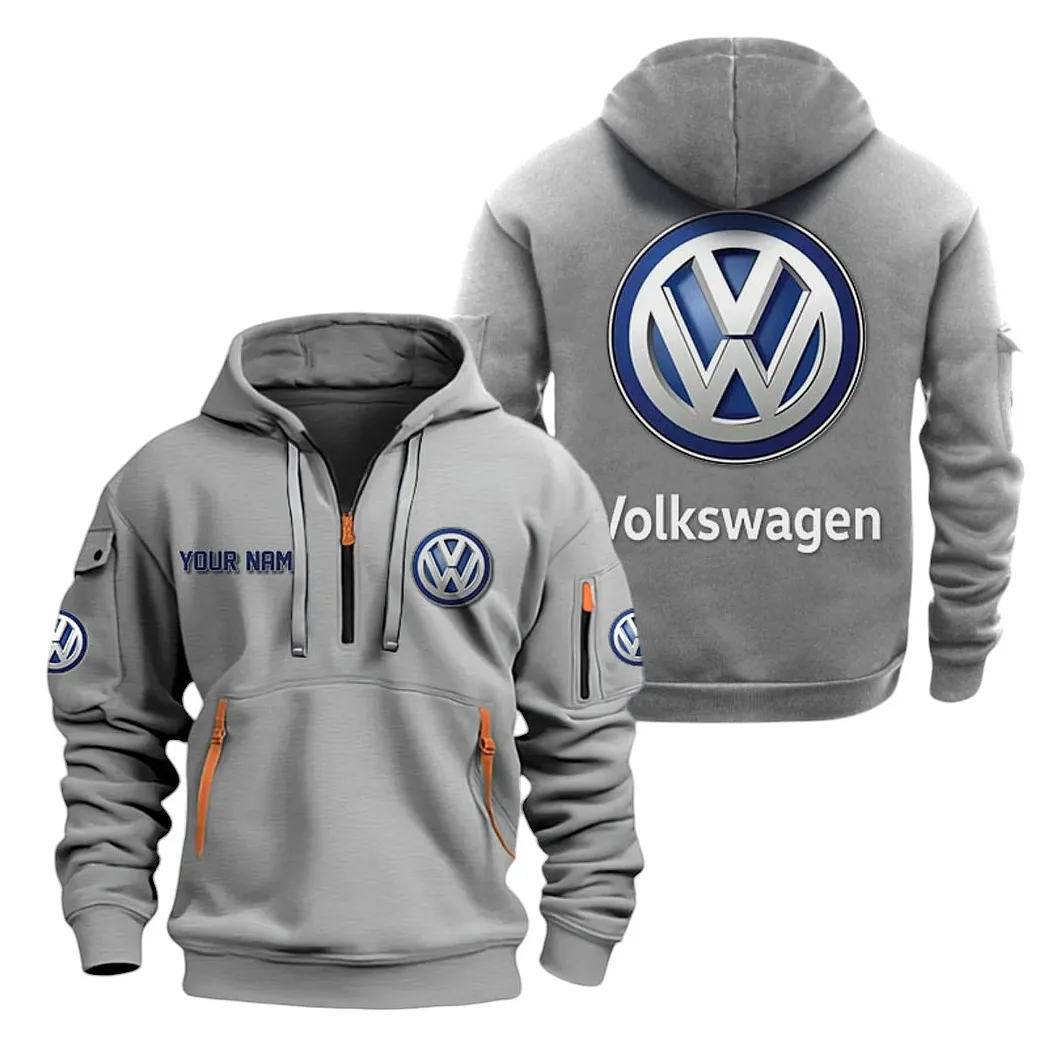 Compact Vehicle Hoodie Half Zipper, Streetwear Fan Hoodie CAR200 - Gray - Image 2