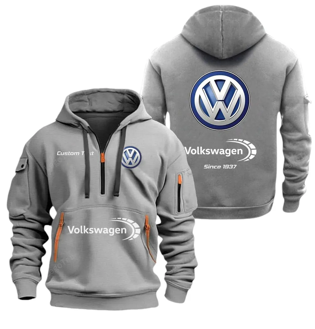 Compact Vehicle Hoodie Half Zipper, Warm Up Hoodie CAR052 -Gray - Image 2