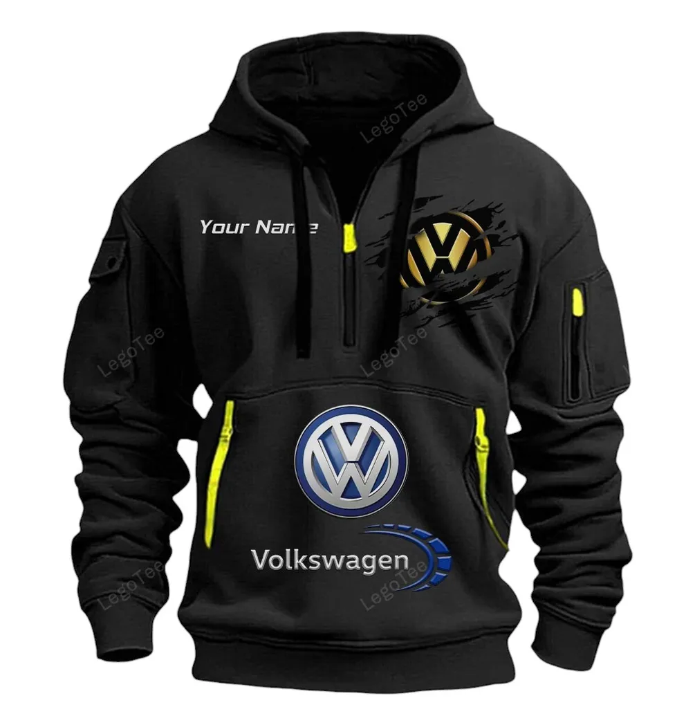 Compact Vehicle Hoodie Half Zipper, Warm Up Hoodie CAR113 - Black - Image 2