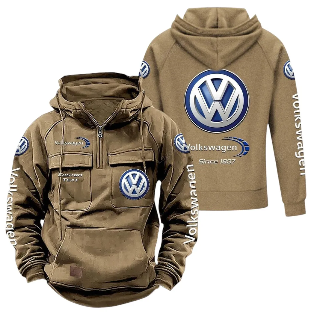 Compact Vehicle Tactical Quarter Zip Hoodie, Exclusive Logo Hoodie For Car Enthusiasts CAR960 - Khaki - Image 2