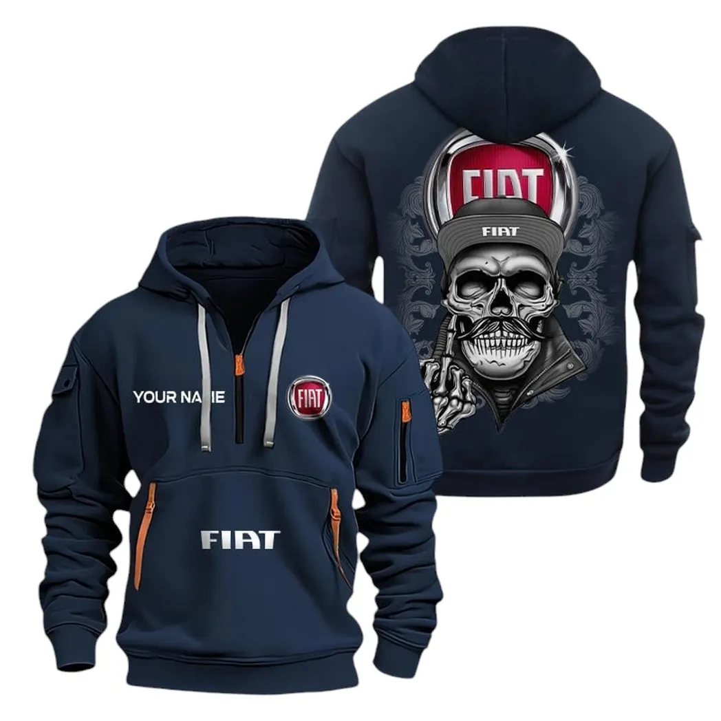 Compactura Motors Hoodie Half Zipper, Classic Sport Half-Zip Hoodie CAR166 - Navy - Image 2
