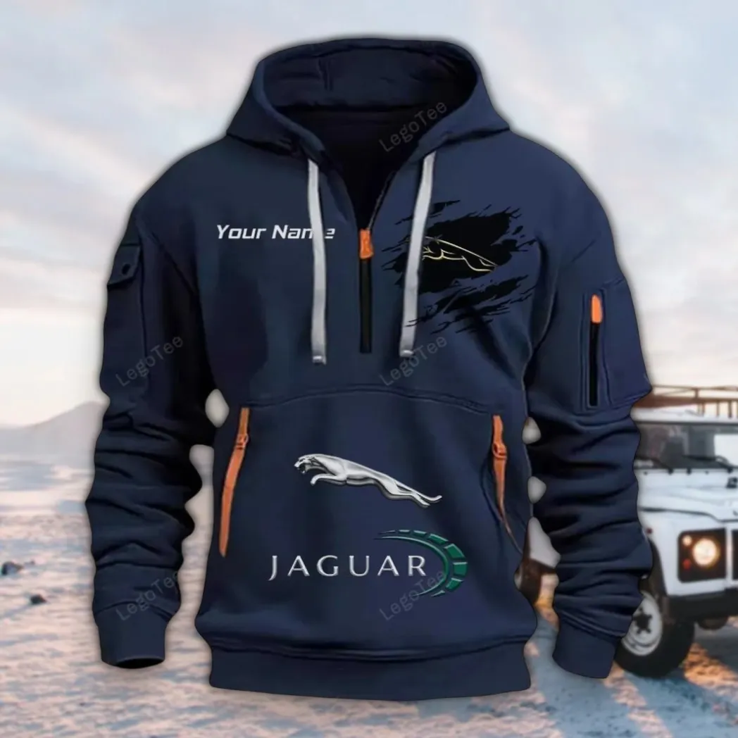 Convertible Off-Road Ride Hoodie Half Zipper, Sporty Fan Half-Zip Hoodie CAR113 - Navy