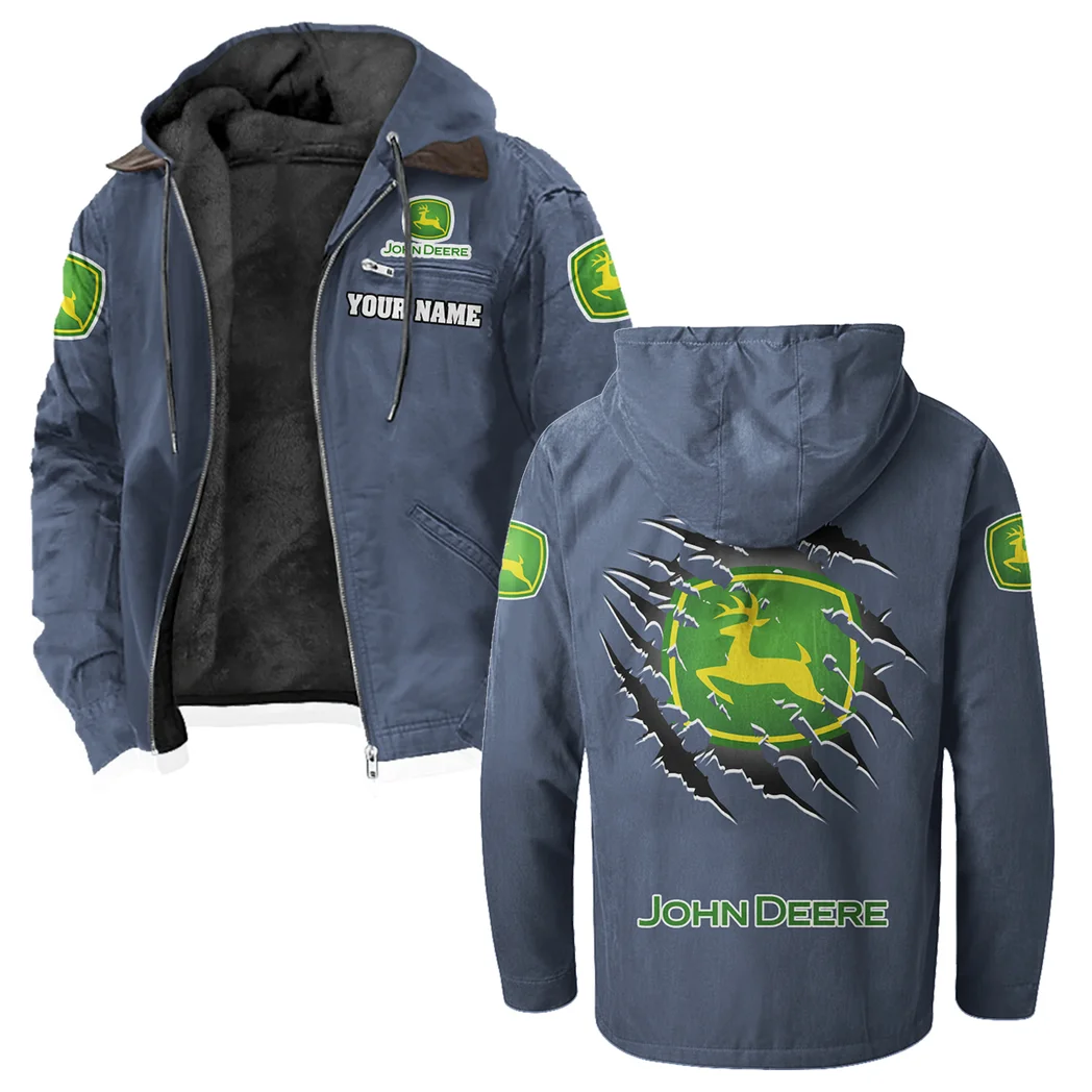 Crop Harvester Flannel Hoodie, Motor-Inspired Flannel HVN1327JD - Navy Blue - Image 2