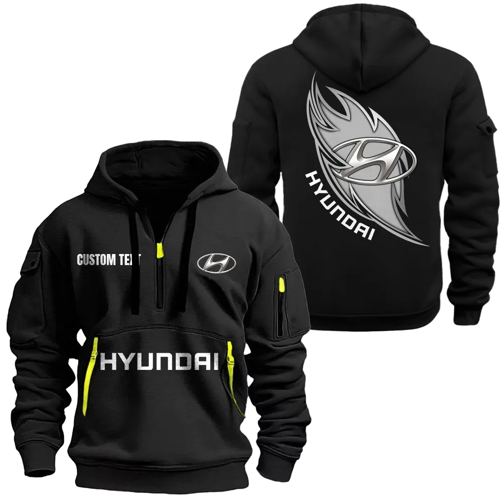 Crossover Hoodie Half Zipper, Supporter Style Half-Zip Hoodie CAR170 - Black - Image 2