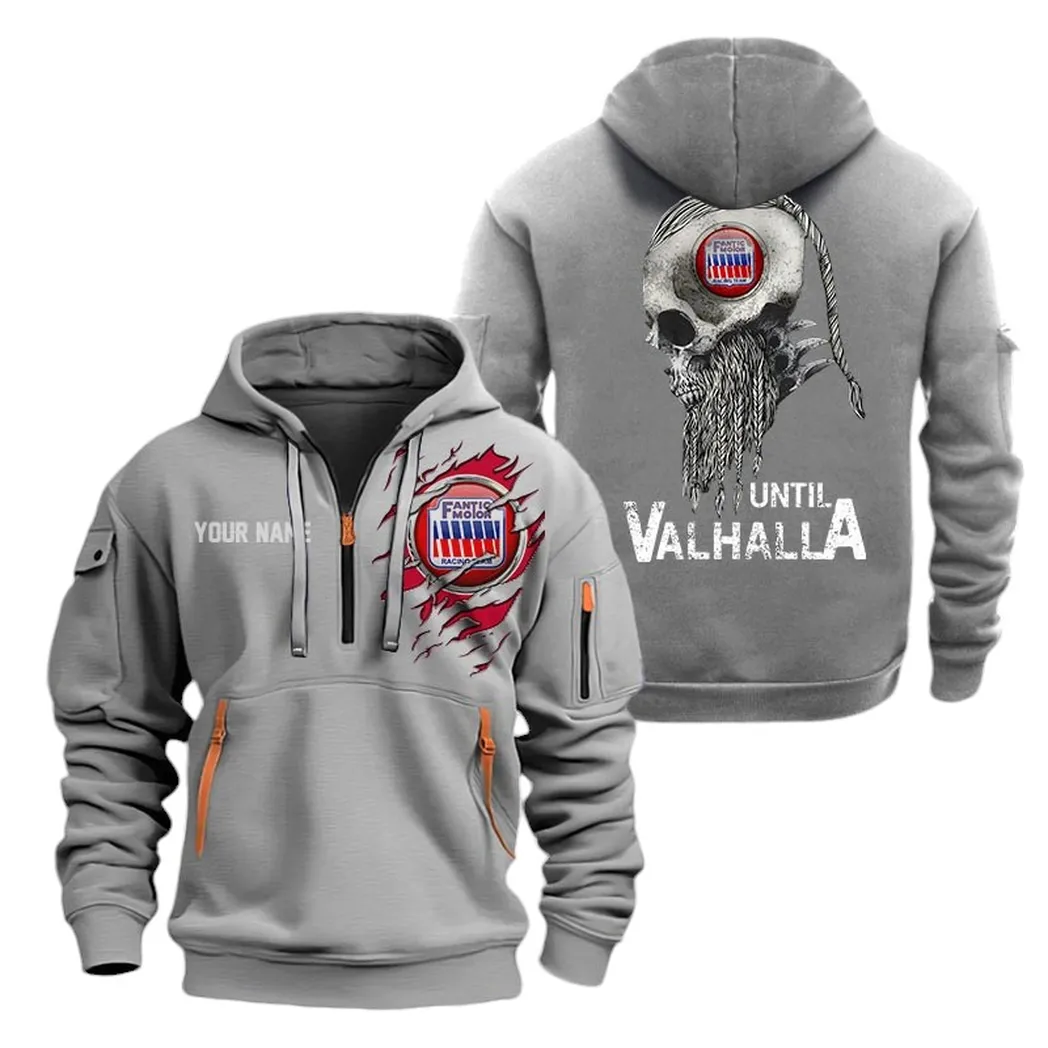 Dirt Motorcycle Hoodie Half Zipper, Casual Sport Half-Zip Hoodie CAR072 -Gray - Image 2