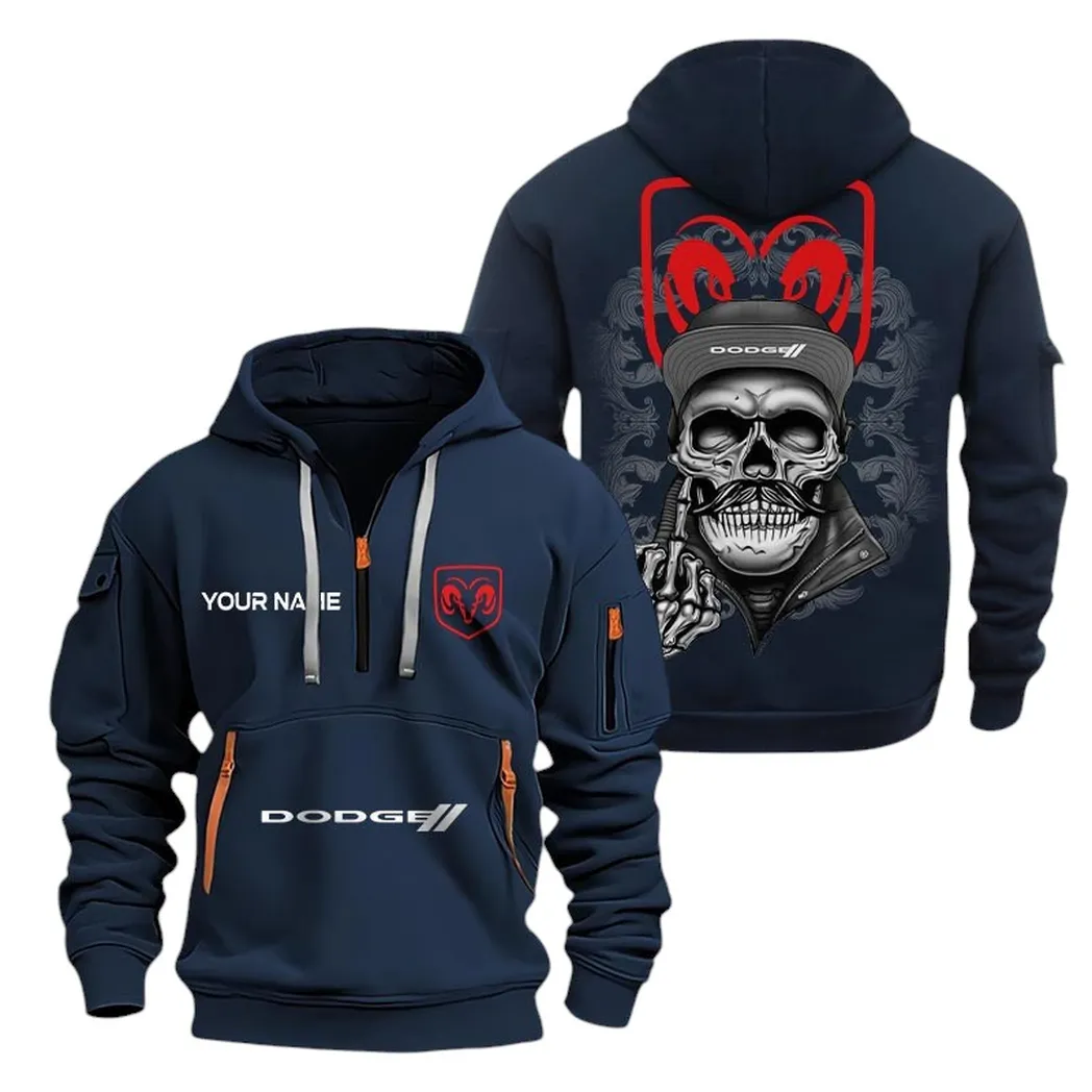 Drag Racing Vehicle Hoodie Half Zipper, Fan Pride Half-Zip Hoodie CAR166 - Navy - Image 2