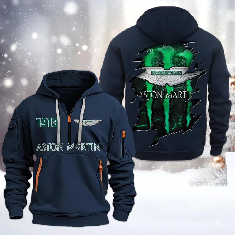 Driving Machine Hoodie Half Zipper, Bold Energy Hoodie CAR198 - Navy - Image 2