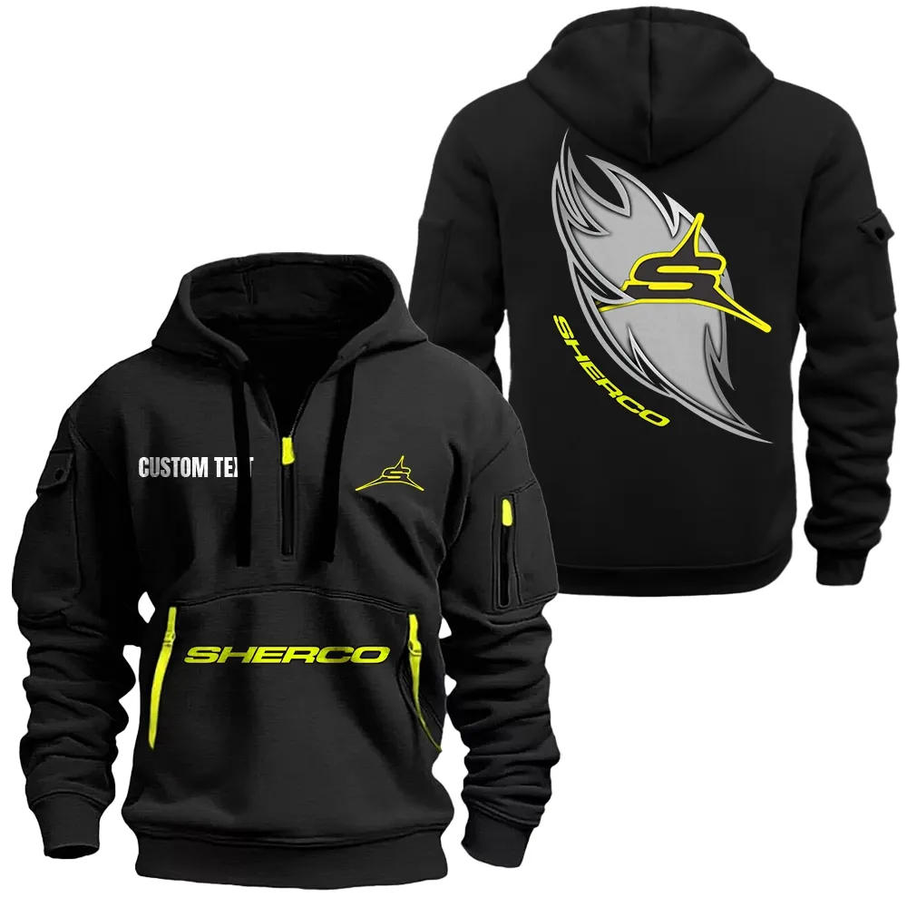 Dual-Sport Motor Hoodie Half Zipper, Casual Sport Half-Zip Hoodie CAR170 - Black - Image 2