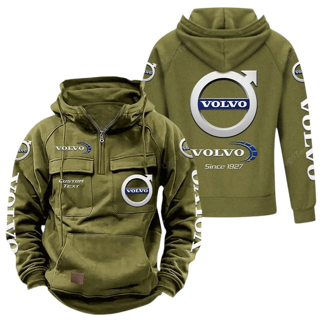 Durable Auto Brand Tactical Quarter Zip Hoodie, Exclusive Logo Hoodie For Car Enthusiasts CAR960 - Army Green - Image 2