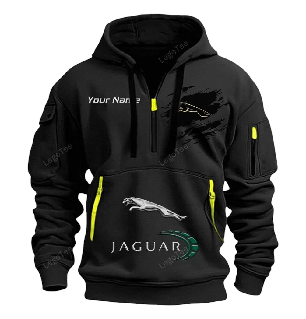 Durable Trail Vehicle Hoodie Half Zipper, Supporter Style Half-Zip Hoodie CAR113 - Black - Image 2