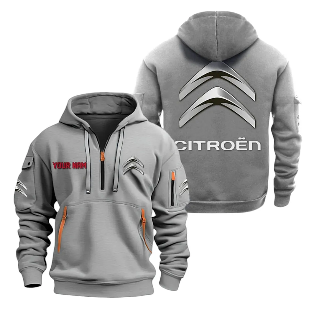 Efficient Vehicle Hoodie Half Zipper, Lifestyle Fan Half-Zip Hoodie CAR200 - Gray - Image 2
