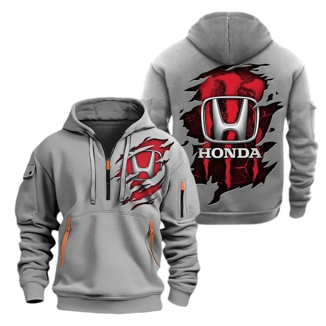 Electric Car Hoodie Half Zipper, Game Ready Half-Zip Hoodie CAR021 -Gray - Image 2