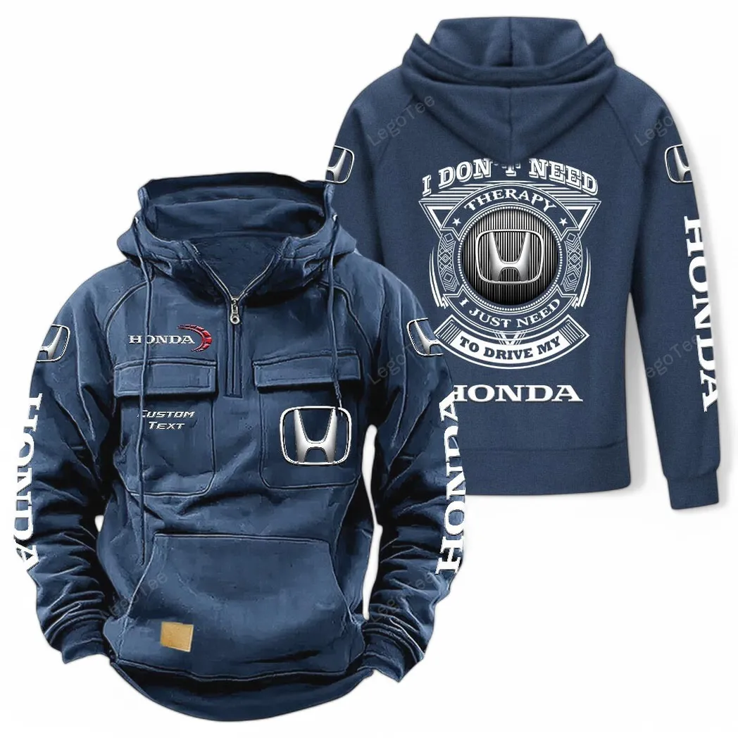 Electric Car Tactical Quarter Zip Hoodie, Exclusive Logo Hoodie For Car Enthusiasts CAR106 - Dark Blue - Image 2