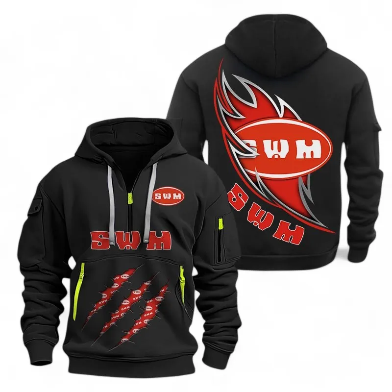 Enduro Rider Hoodie Half Zipper, Modern Sport Hoodie CAR500 - Black - Image 2
