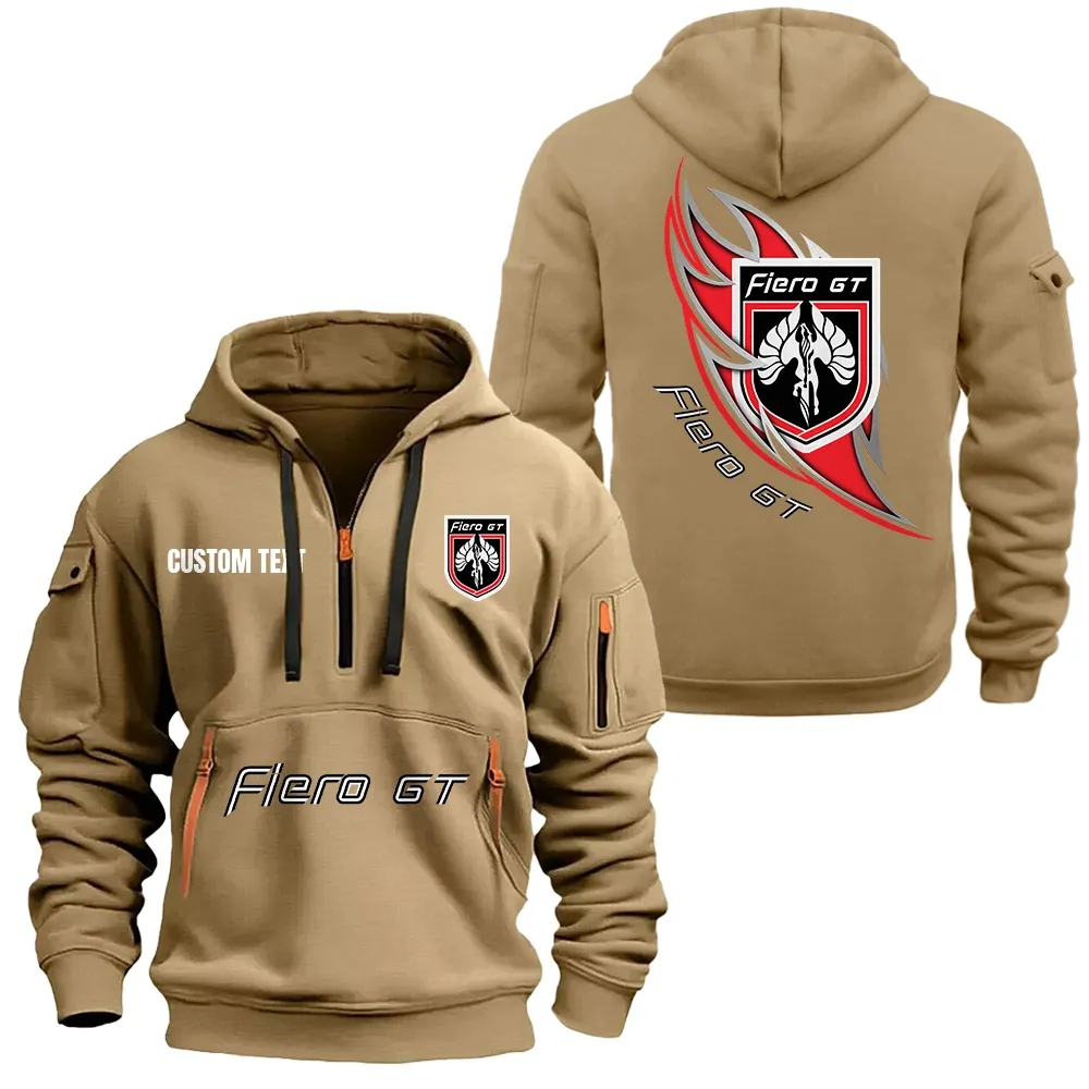 Engine Spirit Hoodie Half Zipper, Game Day Half-Zip Hoodie CAR170 - Khaki - Image 2