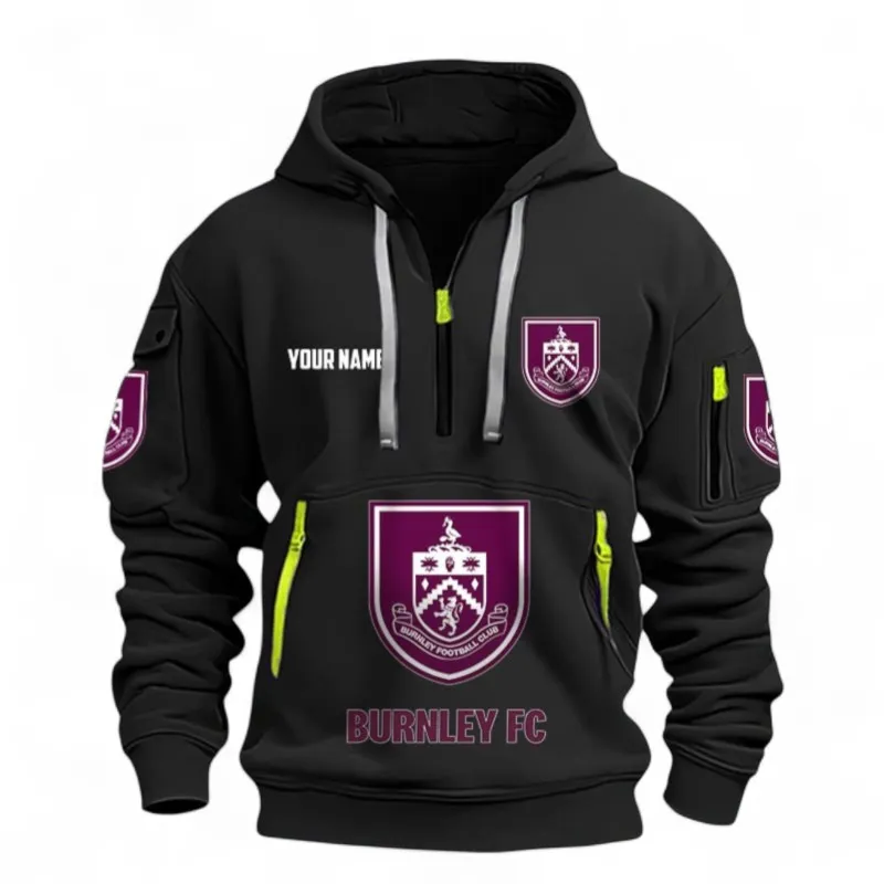 English Claret Side Hoodie Half Zipper, Game Time Hoodie EPL116 - Black
