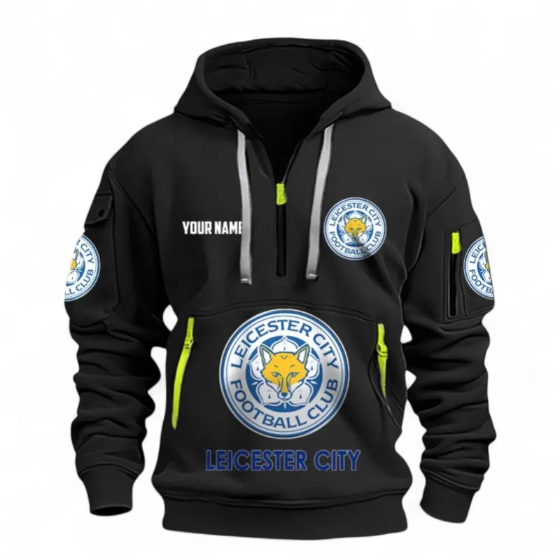 English Fox Spirit Hoodie Half Zipper, True Supporter Half-Zip Hoodie EPL116 - Black