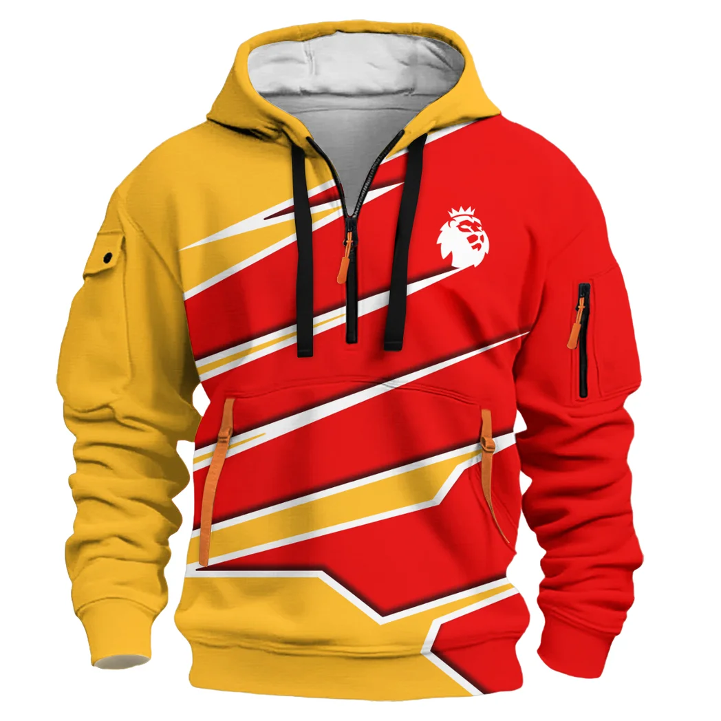 English Red Faithful Hoodie Half Zip 3D, Everyday Comfort Half-Zip Hoodie HVN1316LI - Image 2