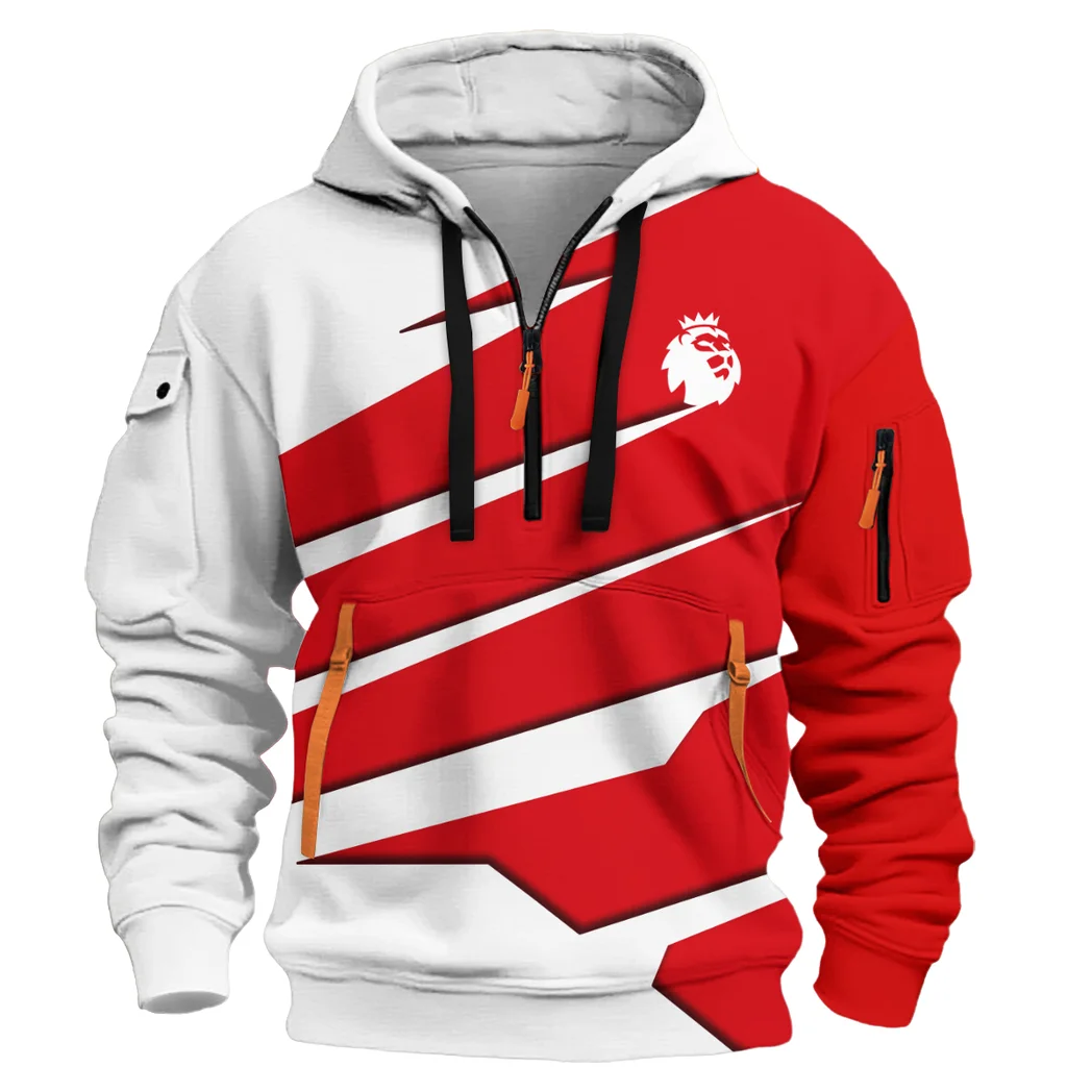 English Red Faithful Hoodie Half Zip 3D, Everyday Fan Hoodie HVN1316NF - Image 2