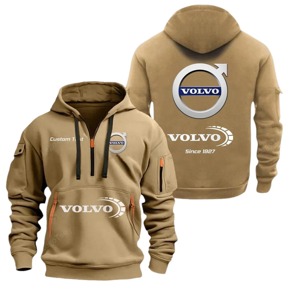 European Auto Maker Hoodie Half Zipper, Fan Pride Half-Zip Hoodie CAR052 -Khaki - Image 2