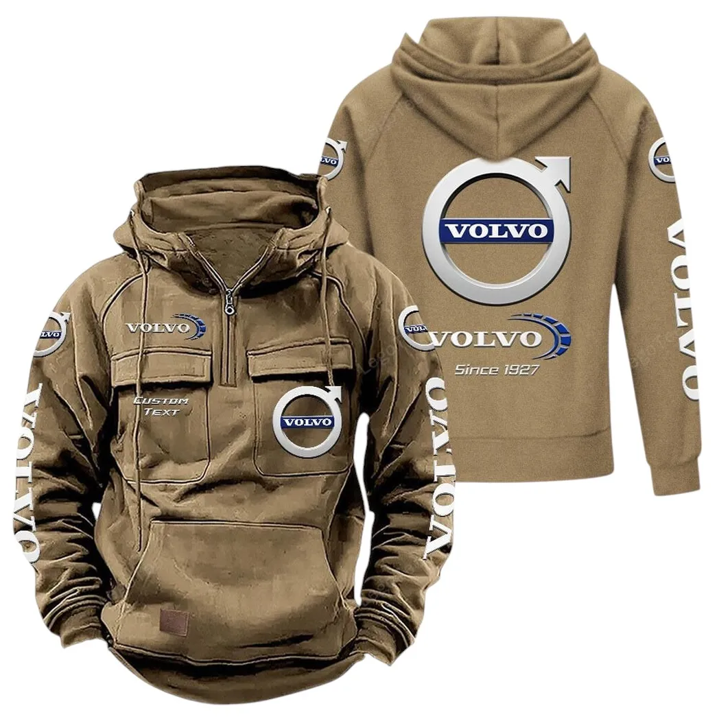 European Auto Maker Tactical Quarter Zip Hoodie, Exclusive Logo Hoodie For Car Enthusiasts CAR960 - Khaki - Image 2