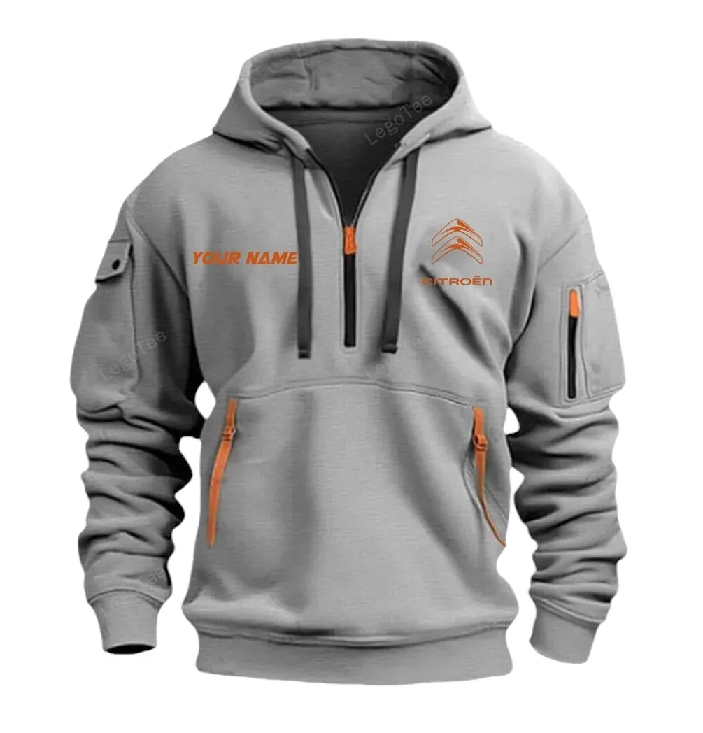 European Car Hoodie Half Zipper, Modern Sport Hoodie CAR042 -Gray - Image 2
