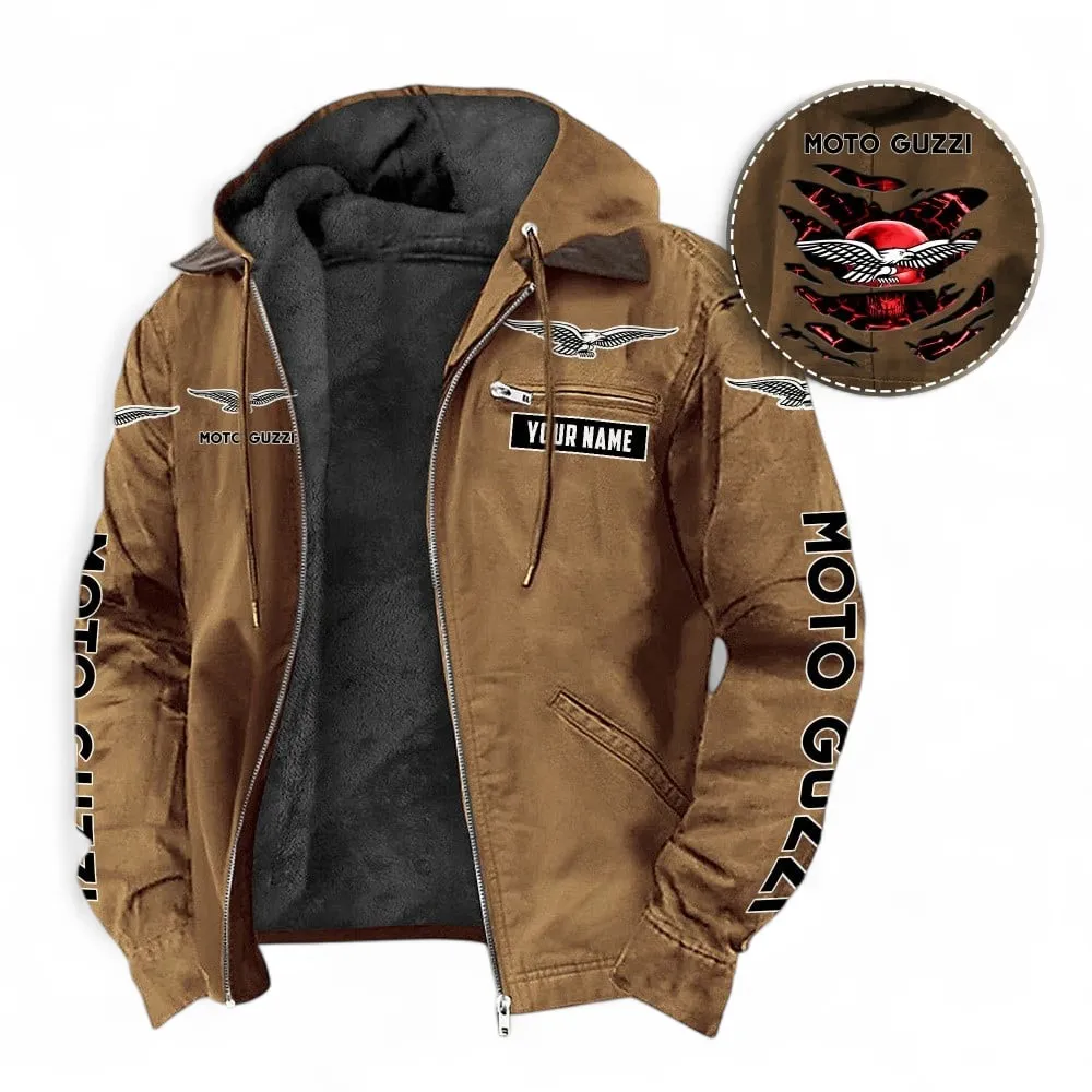 European Motorbike Hooded And Flannel Hoodie, Street-Ready Casual Hoodie For Motor Lovers CAR391 - Camel - Image 2