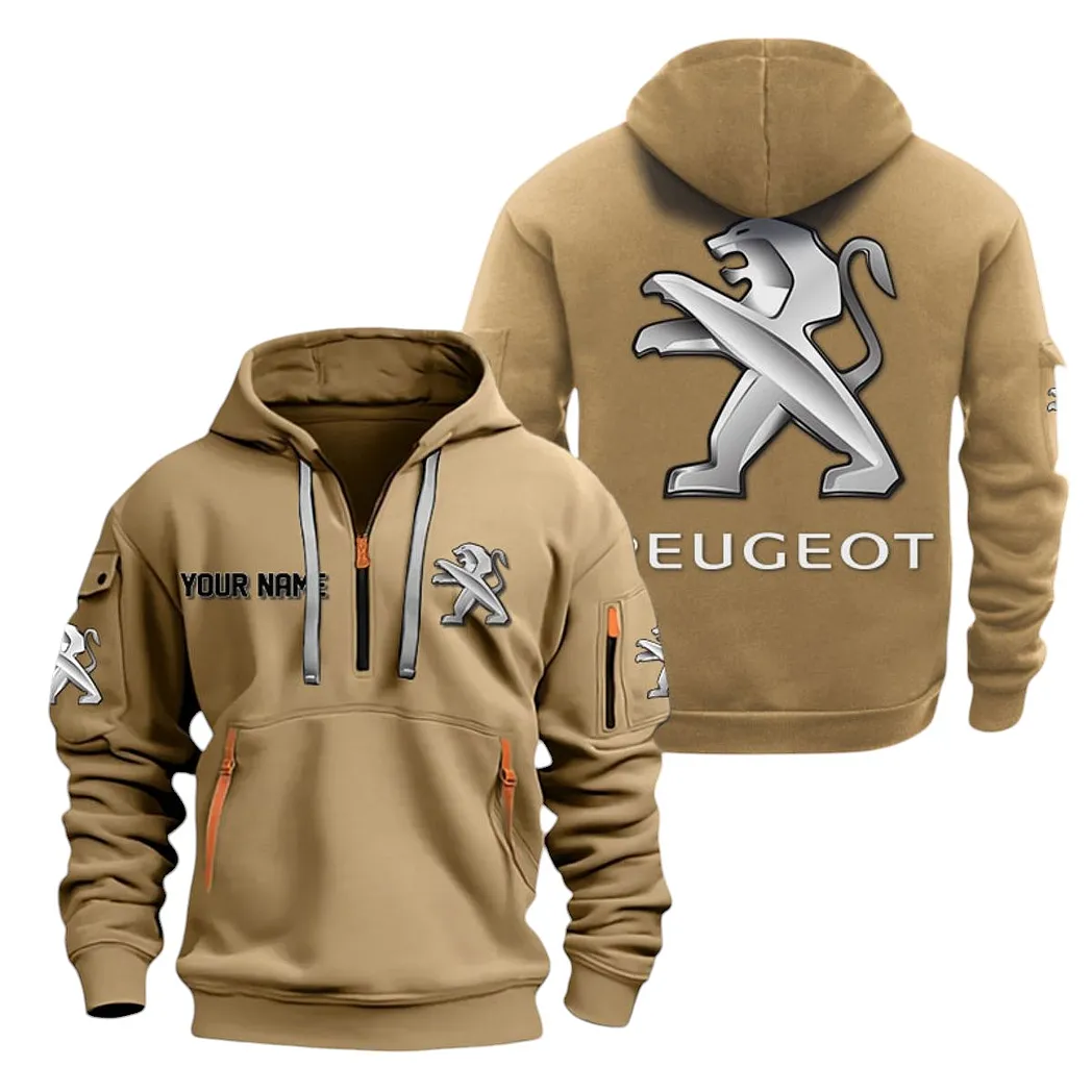 European Sedan Hoodie Half Zipper, Warm Up Hoodie CAR200 - Khaki - Image 2