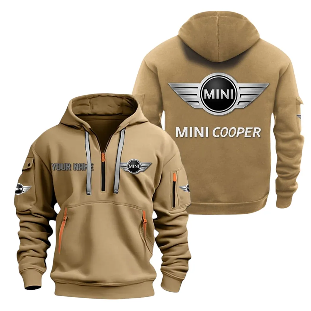 Everyday Compact Hoodie Half Zipper, All-Season Fan Half-Zip Hoodie CAR200 - Khaki - Image 2