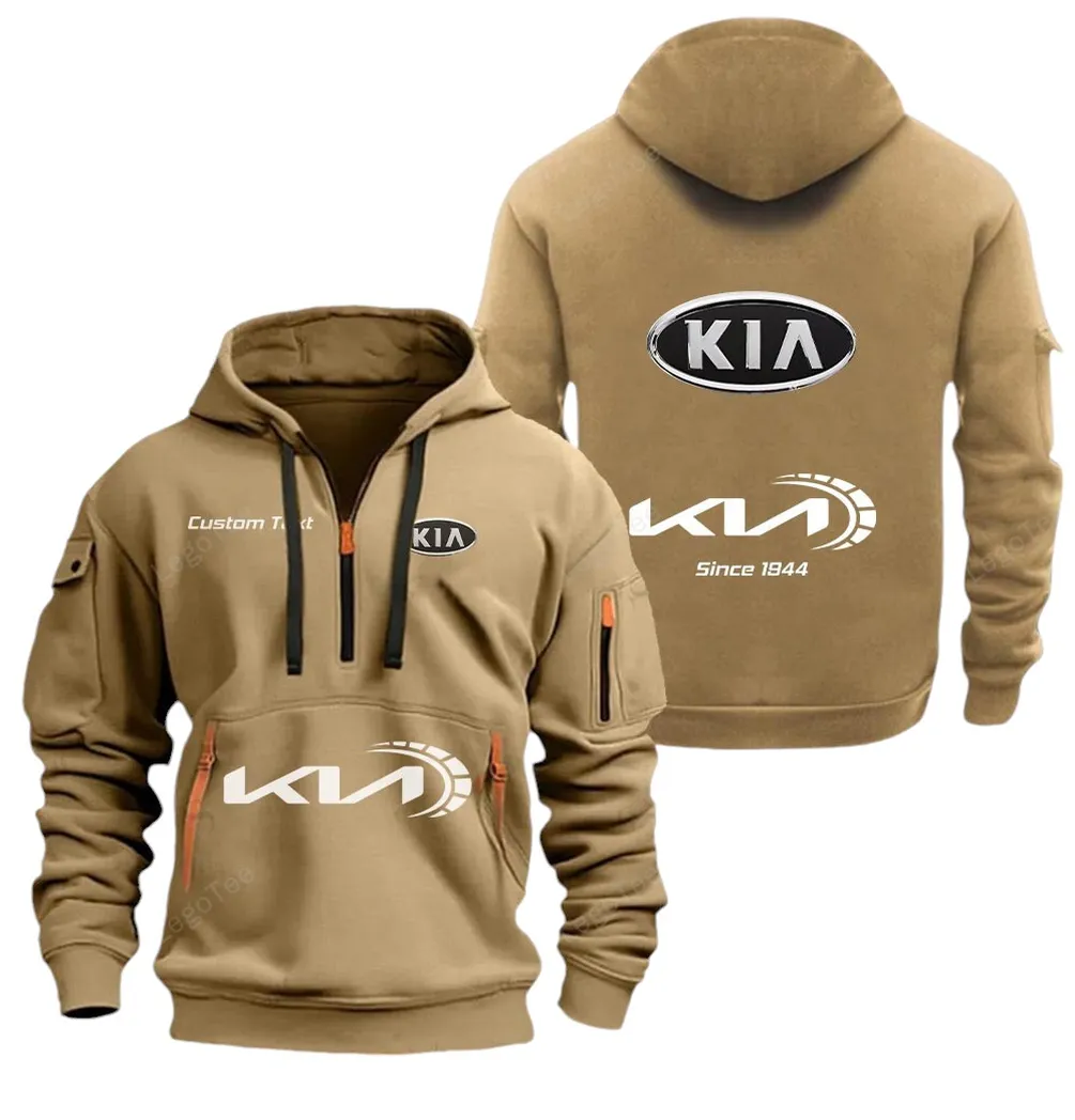 Everyday Vehicle Hoodie Half Zipper, True Fan Hoodie CAR052 -Khaki - Image 2