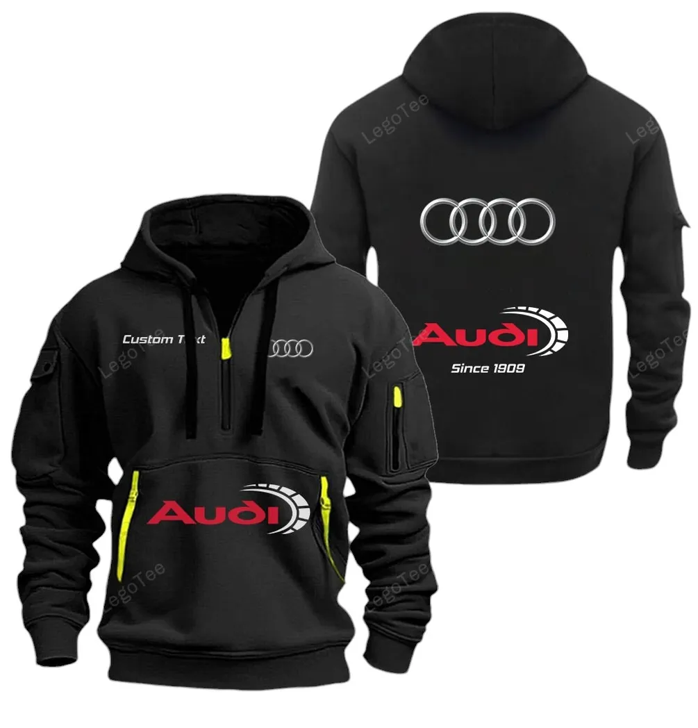 Executive Car Hoodie Half Zipper, Bold Fan Hoodie CAR052 -Black - Image 2