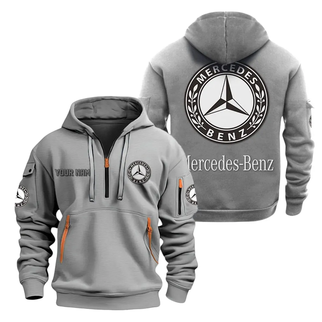 Executive Sedan Hoodie Half Zipper, Everyday Fan Hoodie CAR200 - Gray - Image 2