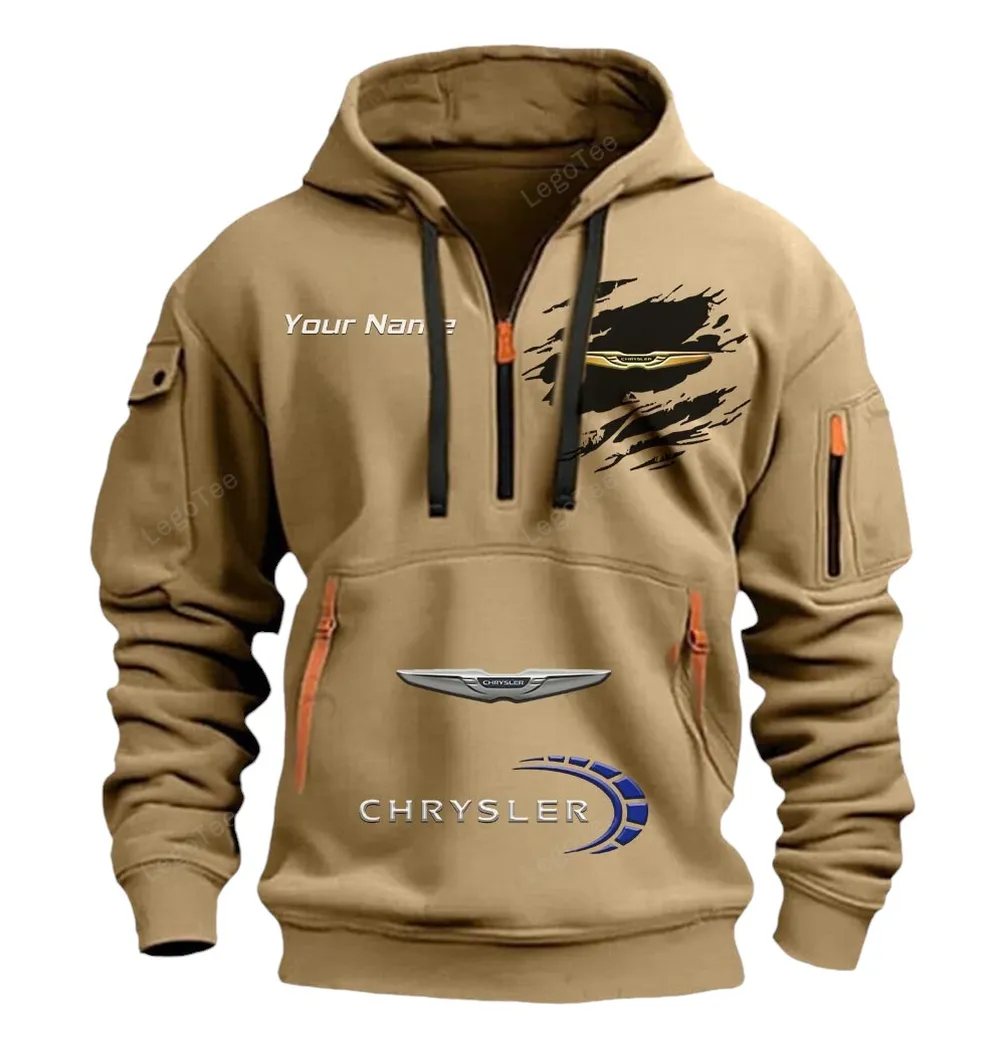 Executive Vehicle Hoodie Half Zipper, Active Supporter Half-Zip Hoodie CAR113 - Khaki - Image 2