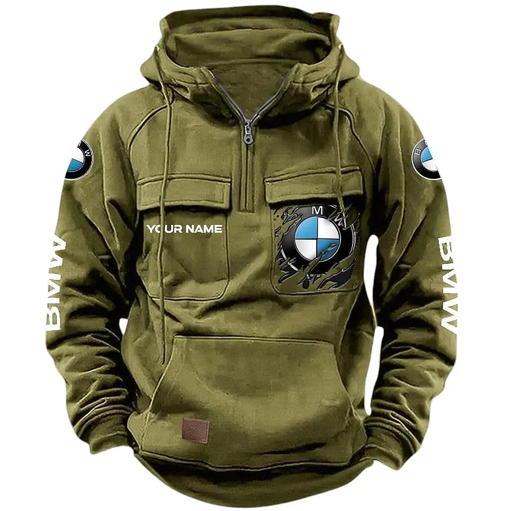 Exotic Car Tactical Quarter Zip Hoodie, Exclusive Logo Hoodie For Car Enthusiasts CAR164 - Army Green - Image 2