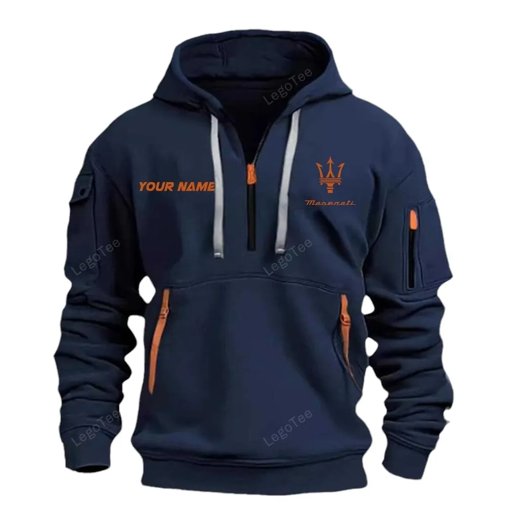Exotic Coupe Hoodie Half Zipper, Lifestyle Fan Half-Zip Hoodie CAR042 -Navy - Image 2