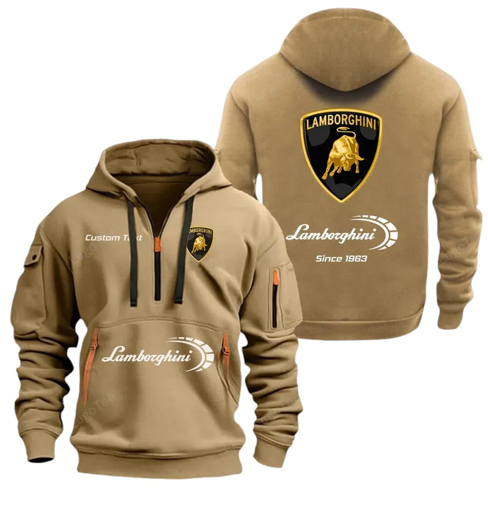 Extreme Power Vehicle Hoodie Half Zipper, Active Supporter Half-Zip Hoodie CAR052 -Khaki - Image 2