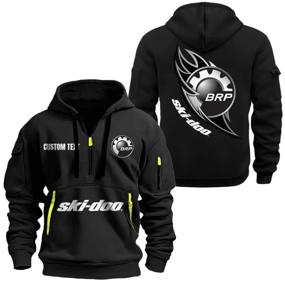 Extreme Winter Ride Hoodie Half Zipper, Classic Sport Half-Zip Hoodie CAR170 - Black - Image 2