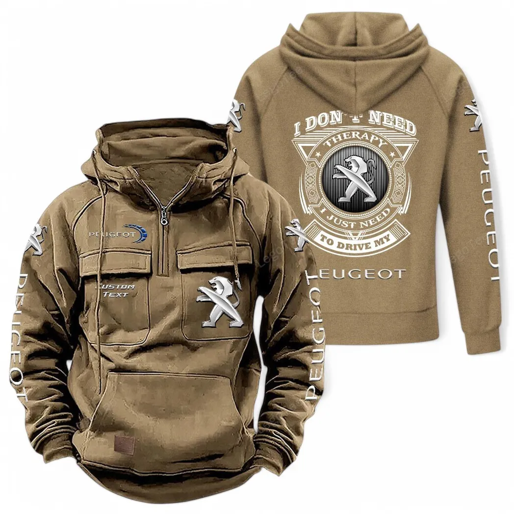 Family Auto Tactical Quarter Zip Hoodie, Exclusive Logo Hoodie For Car Enthusiasts CAR106 - Khaki - Image 2