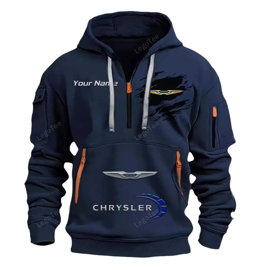 Family Car Hoodie Half Zipper, Active Spirit Hoodie CAR113 - Navy - Image 2