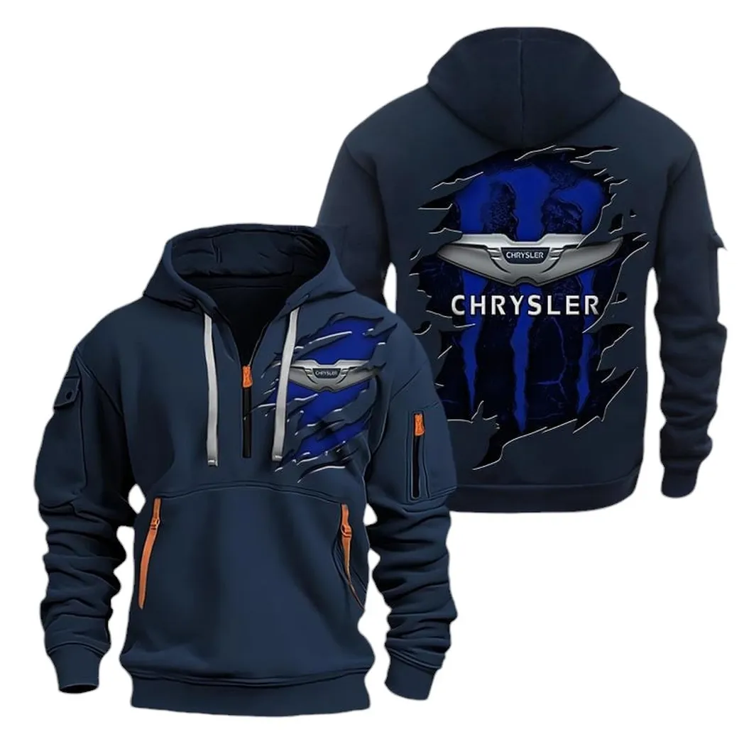 Family Car Hoodie Half Zipper, Everyday Comfort Half-Zip Hoodie CAR021 -Navy - Image 2