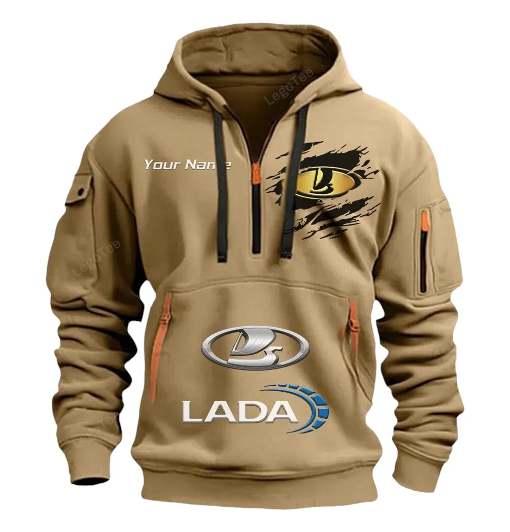 Family Car Hoodie Half Zipper, Game Time Hoodie CAR113 - Khaki - Image 2