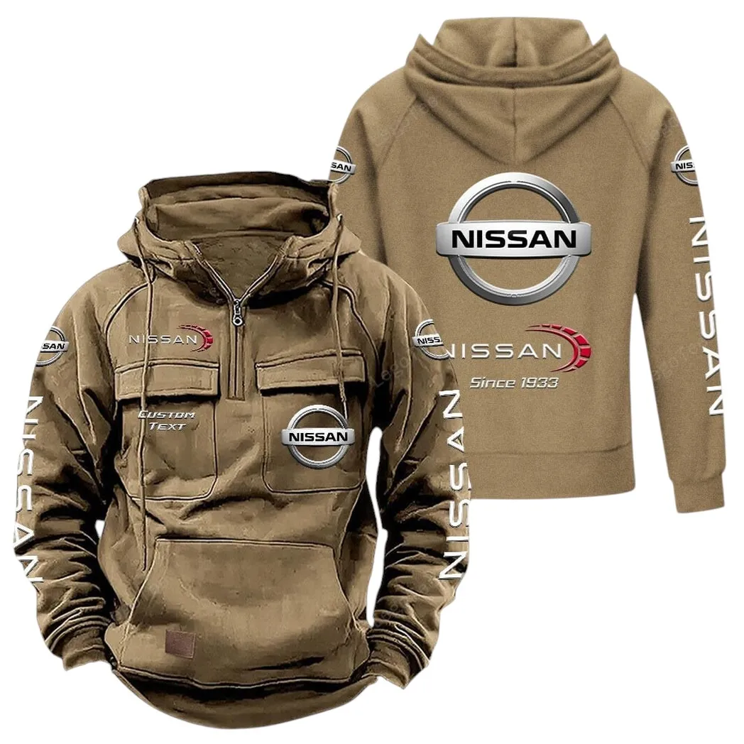 Family Sedan Tactical Quarter Zip Hoodie, Exclusive Logo Hoodie For Car Enthusiasts CAR960 - Khaki - Image 2
