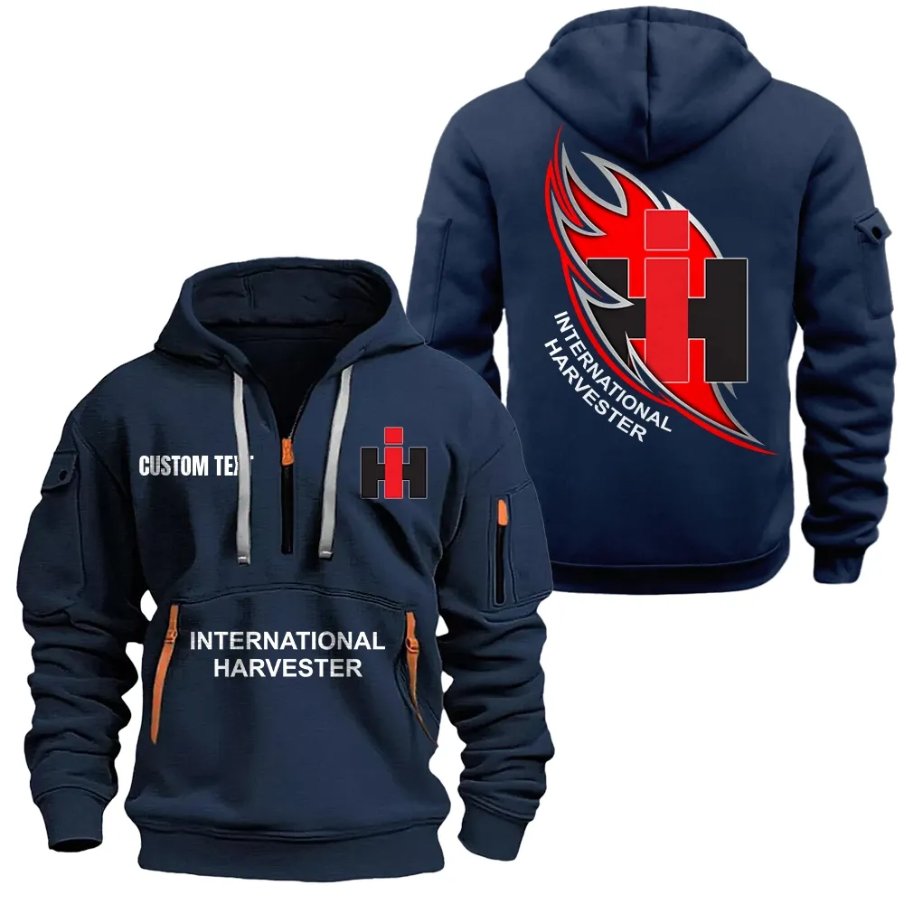 Farming Vehicle Hoodie Half Zipper, Supporter Spirit Hoodie CAR170 - Navy - Image 2